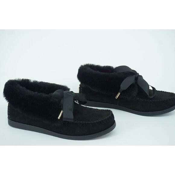 Tory Burch Aberdeen Genuine Rabbit Fur Trim Slipper Bootie Size 6 NIB Black Bow - Picture 11 of 11
